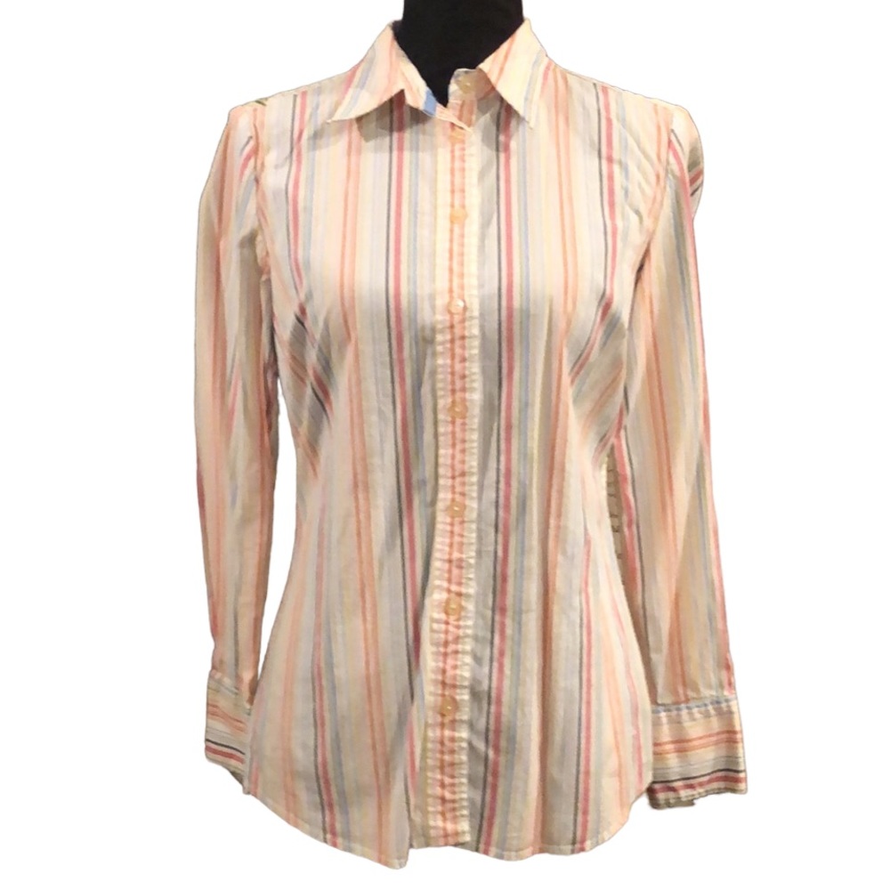 TOMMY HILFIGER STRIPED LONG SLEEVE BUTTON DOWN SHIRT MULTICOLORED SIZE SMALL